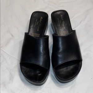 Robert Clergerie black leather platform sandals